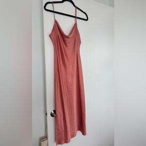 Silk peach midi dress
